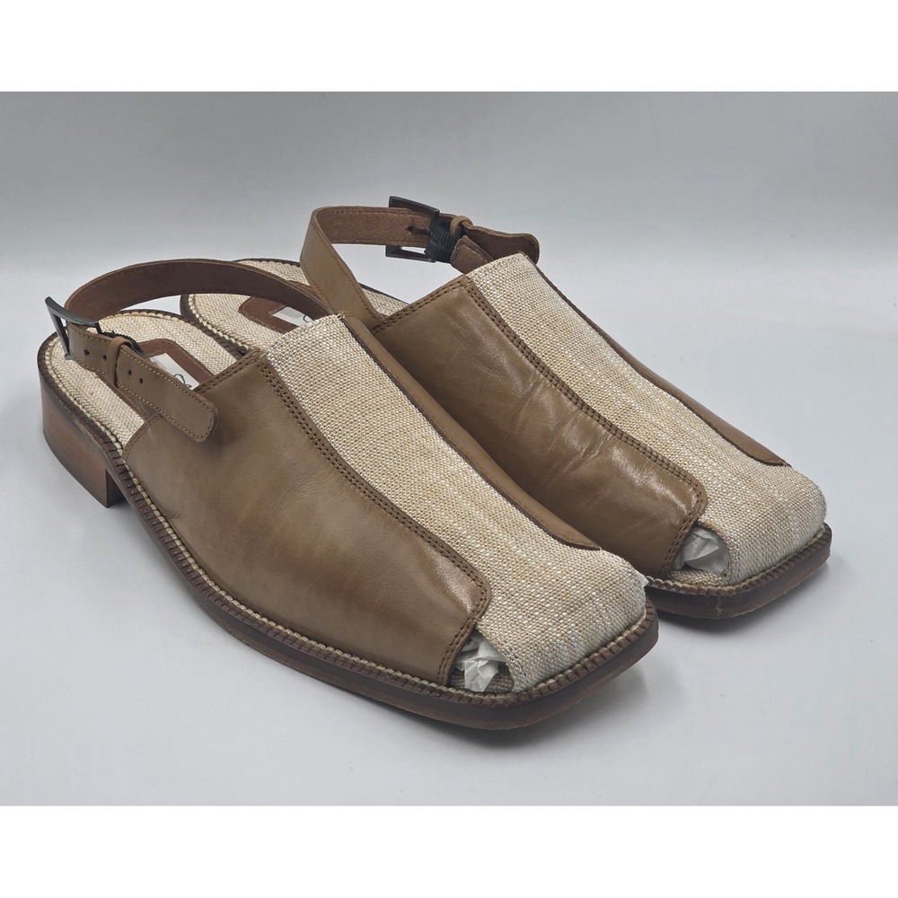 Fratelli Footwear Slingback Sandals Womens 10 Tan Leather Espadrille Buckle